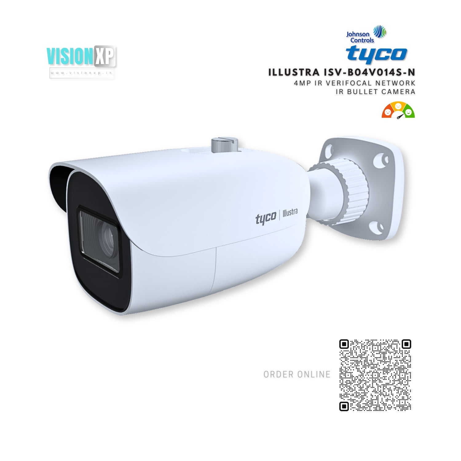 Tyco Illustra ISE-B04V014S-N H.265 4MP Manual Verifocal IR Bullet Network Camera Tyco Illustra ISE-B04V014S-N H.265 4MP Manual Verifocal IR Bullet Network Camera